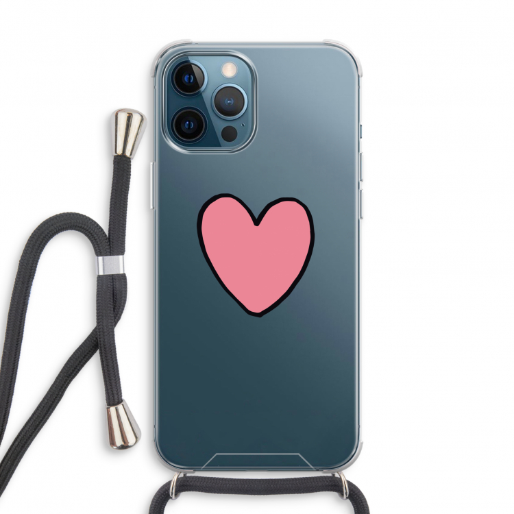 Hartje: iPhone 12 Pro Transparant Hoesje met koord
