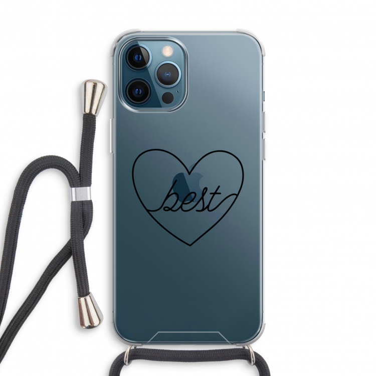 Best heart black: iPhone 12 Pro Transparant Hoesje met koord