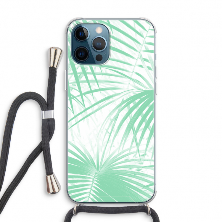 Palmbladeren: iPhone 12 Pro Transparant Hoesje met koord