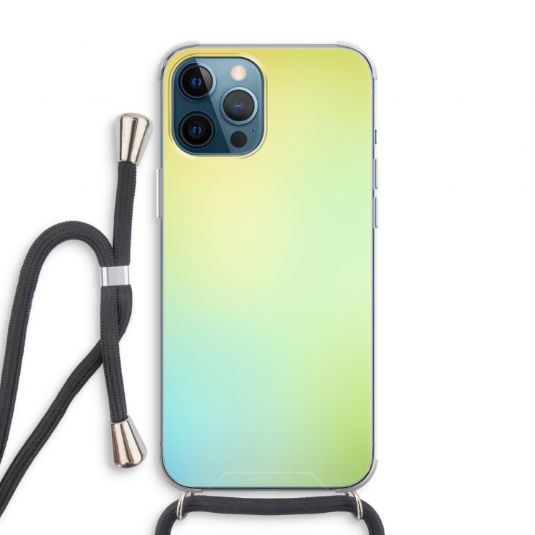 Minty mist pastel: iPhone 12 Pro Transparant Hoesje met koord