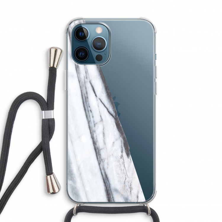 Gestreepte marmer: iPhone 12 Pro Transparant Hoesje met koord