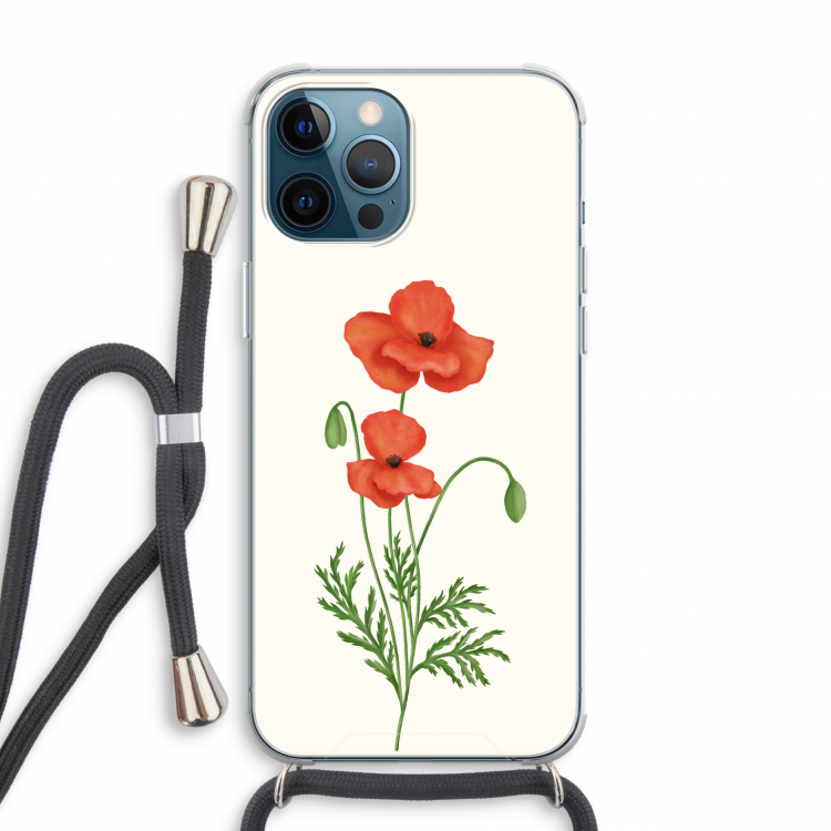 Red poppy: iPhone 12 Pro Transparant Hoesje met koord
