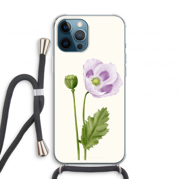 Purple poppy: iPhone 12 Pro Transparant Hoesje met koord