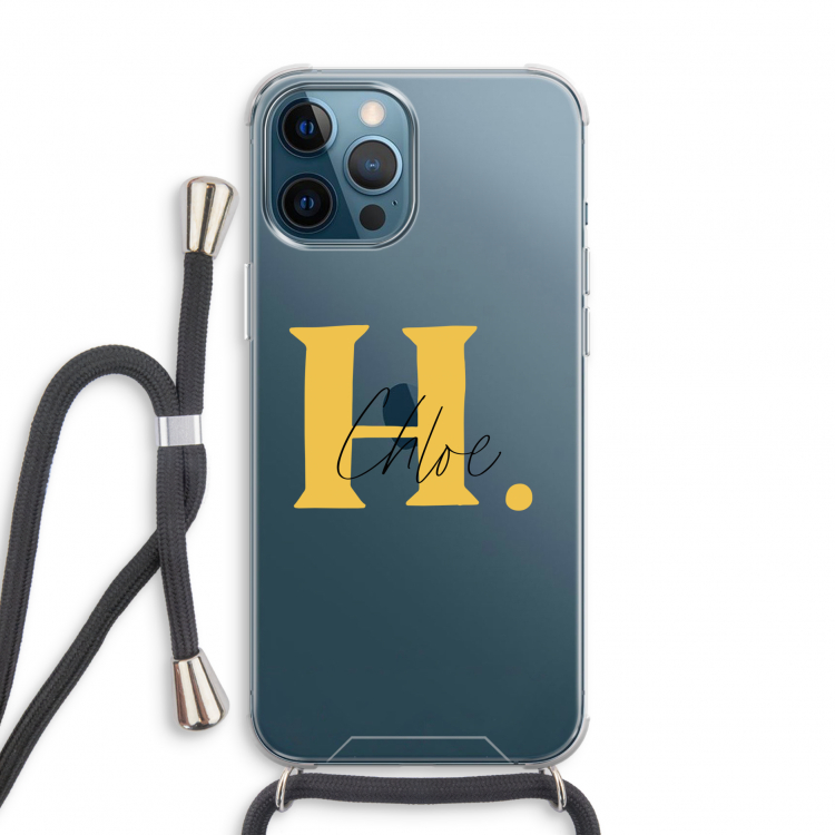 Amber Script: iPhone 12 Pro Transparant Hoesje met koord