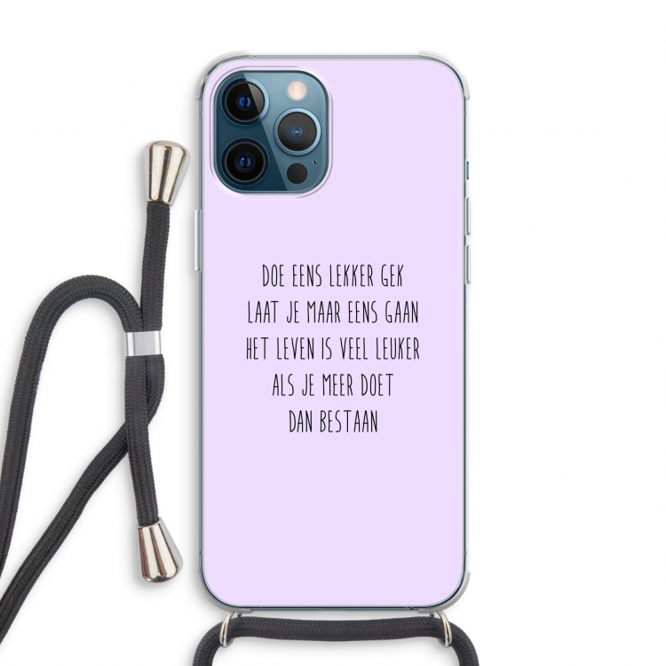 Gek: iPhone 12 Pro Transparant Hoesje met koord