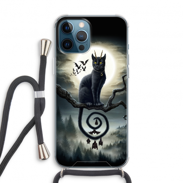 Moonlight Companions: iPhone 12 Pro Transparant Hoesje met koord