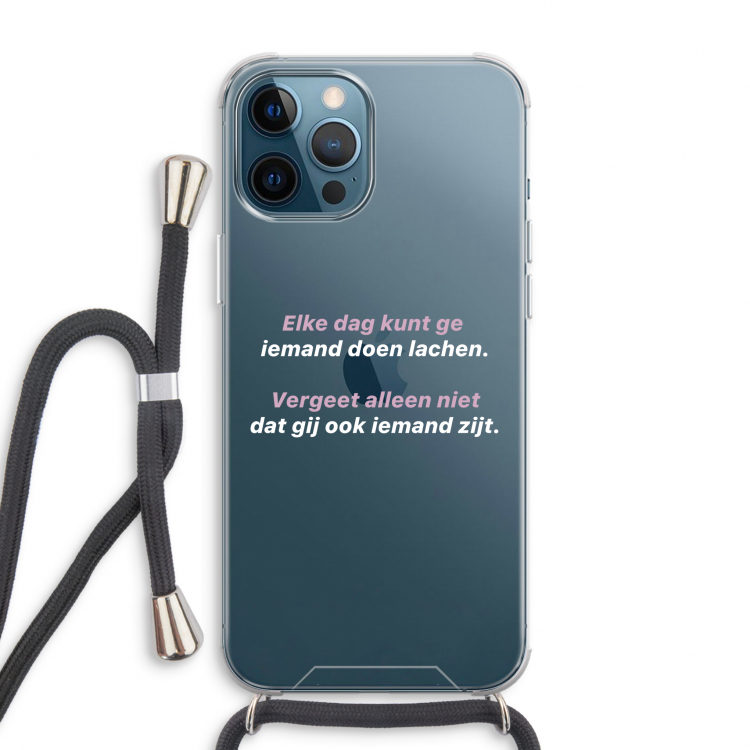 gij zijt ook iemand: iPhone 12 Pro Max Transparant Hoesje met koord