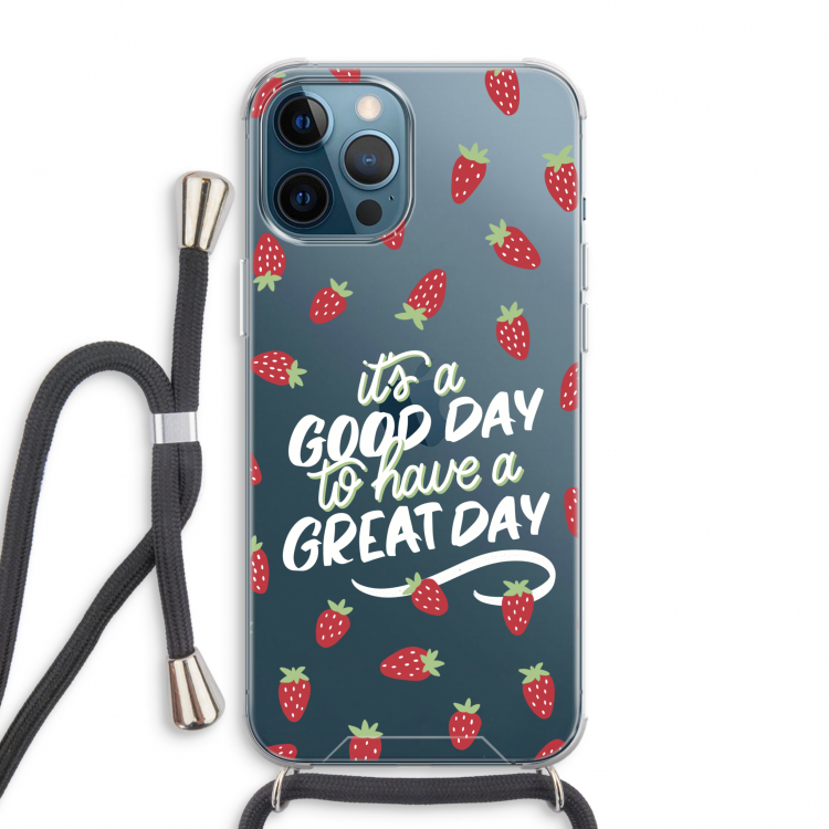 Don't forget to have a great day: iPhone 12 Pro Max Transparant Hoesje met koord