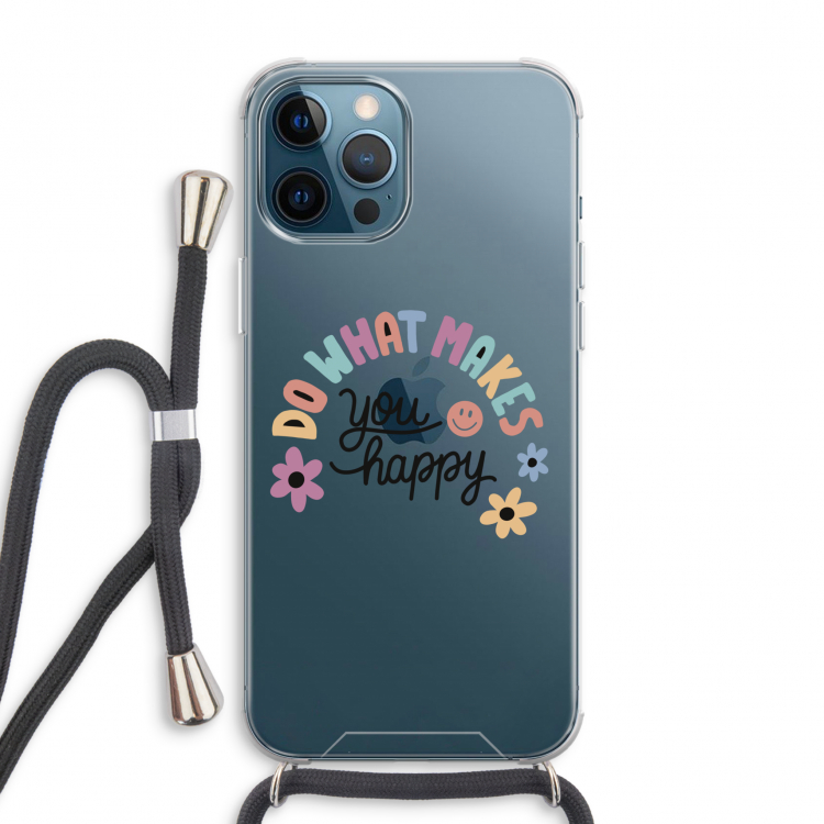 Happy days: iPhone 12 Pro Max Transparant Hoesje met koord