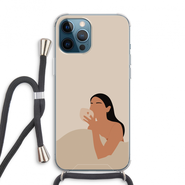 Fresh coffee: iPhone 12 Pro Max Transparant Hoesje met koord