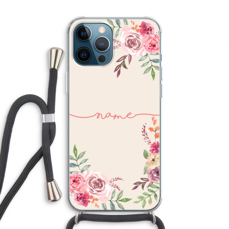 Rozen: iPhone 12 Pro Max Transparant Hoesje met koord