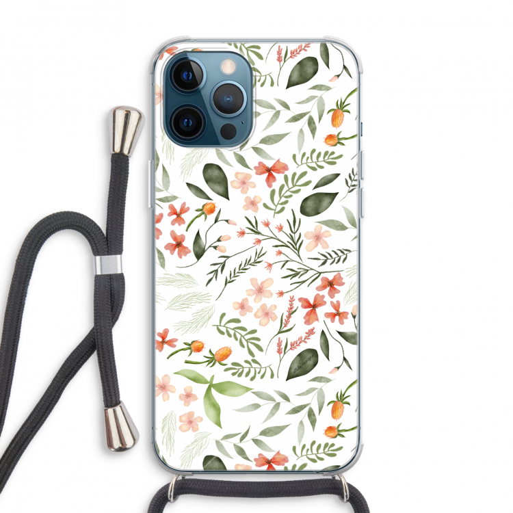 Sweet little flowers: iPhone 12 Pro Max Transparant Hoesje met koord