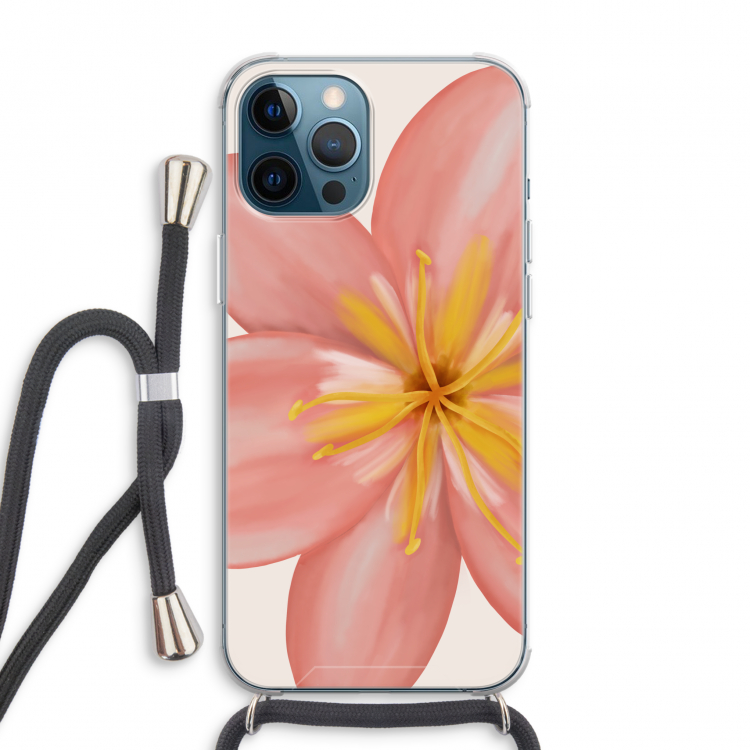 Pink Ellila Flower: iPhone 12 Pro Max Transparant Hoesje met koord