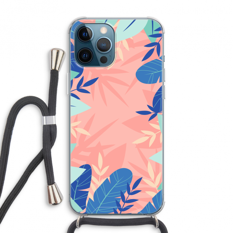 Tropisch: iPhone 12 Pro Max Transparant Hoesje met koord
