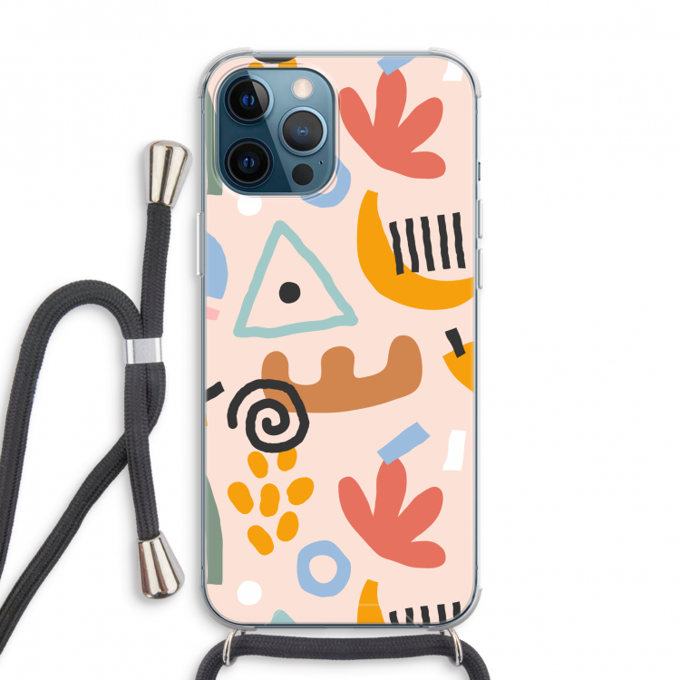 Abstract: iPhone 12 Pro Max Transparant Hoesje met koord