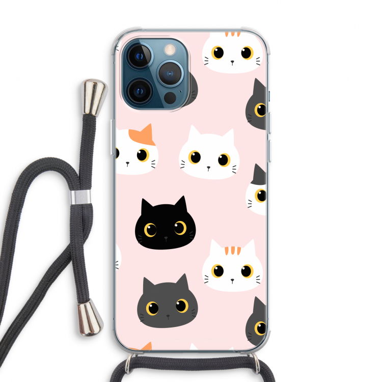 Katten: iPhone 12 Pro Max Transparant Hoesje met koord