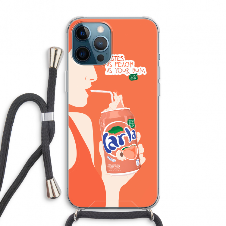Peach please!: iPhone 12 Pro Max Transparant Hoesje met koord