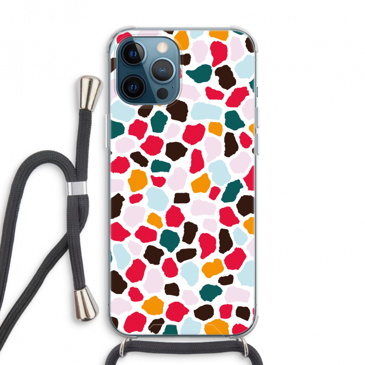 Colored Giraffe: iPhone 12 Pro Max Transparant Hoesje met koord