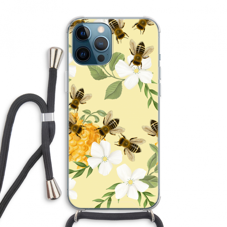 No flowers without bees: iPhone 12 Pro Max Transparant Hoesje met koord