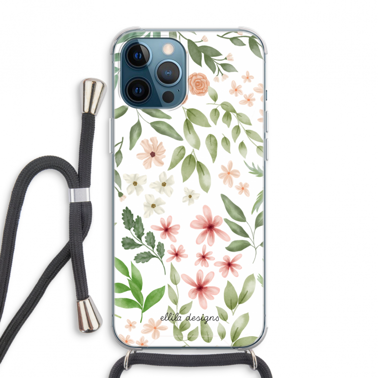 Botanical sweet flower heaven: iPhone 12 Pro Max Transparant Hoesje met koord