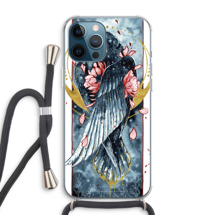 Golden Raven: iPhone 12 Pro Max Transparant Hoesje met koord