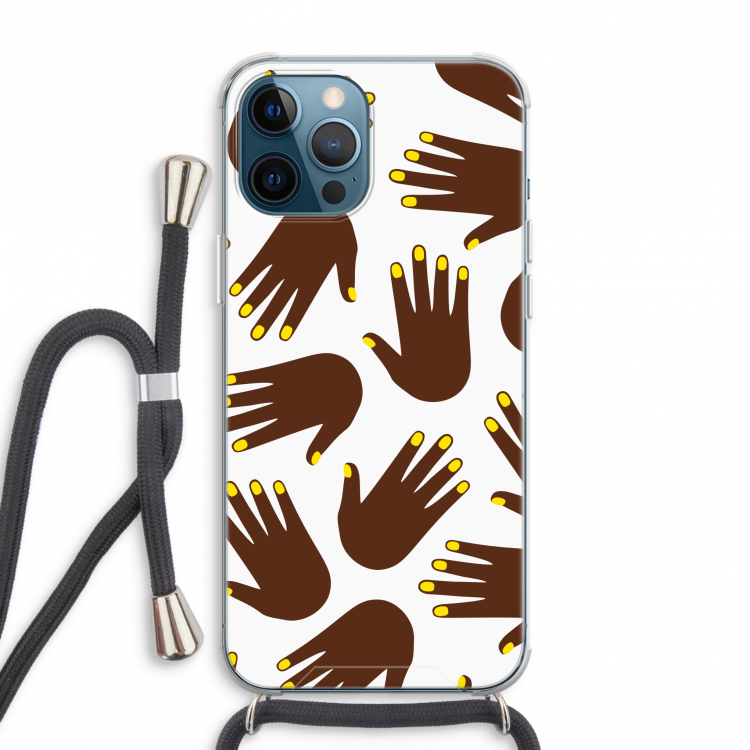 Hands dark: iPhone 12 Pro Max Transparant Hoesje met koord