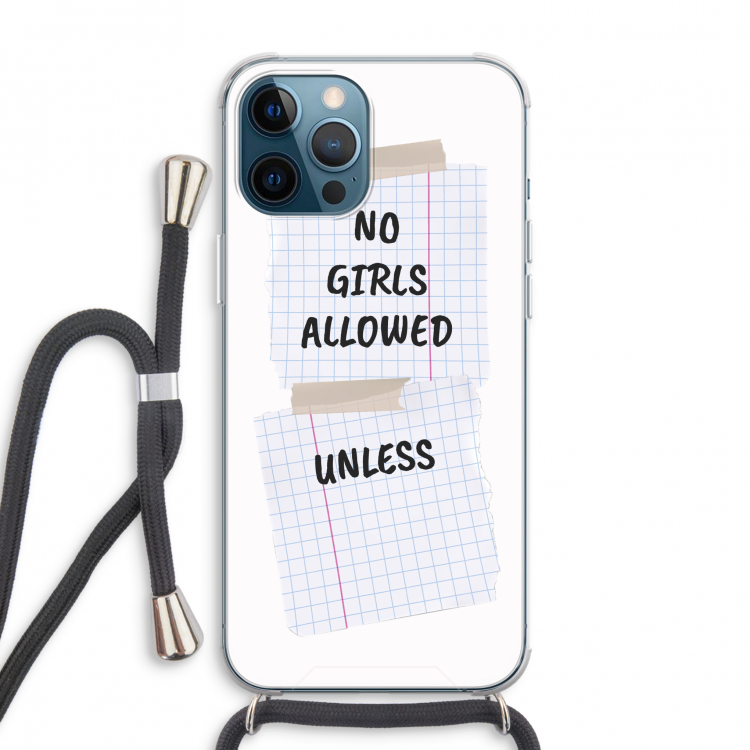 No Girls Allowed Unless: iPhone 12 Pro Max Transparant Hoesje met koord