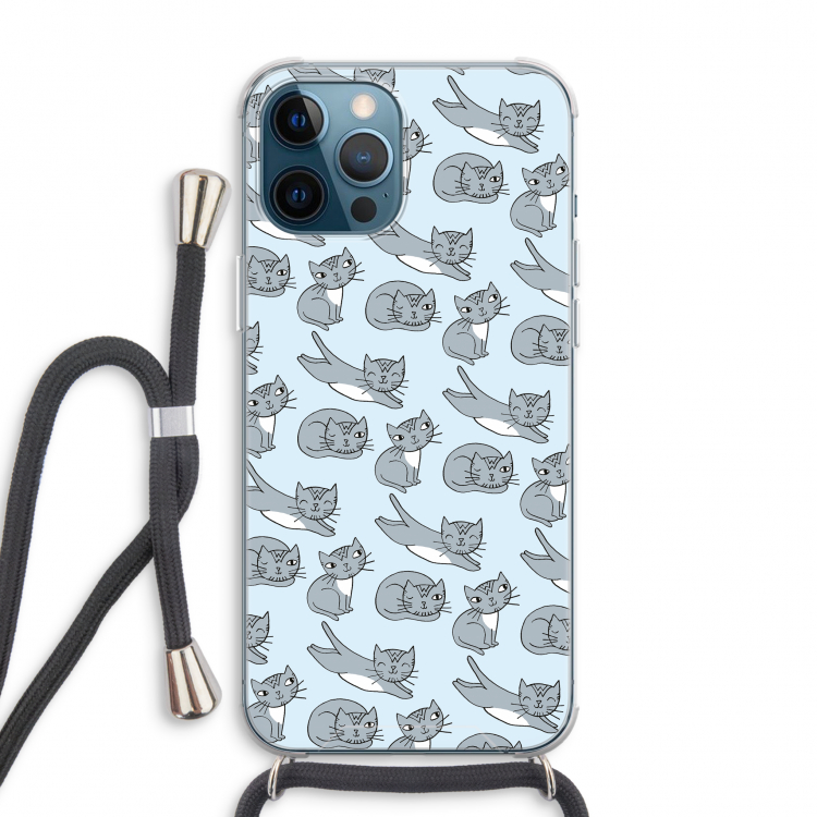 Poezen: iPhone 12 Pro Max Transparant Hoesje met koord