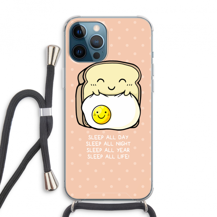 Sleep All Day: iPhone 12 Pro Max Transparant Hoesje met koord