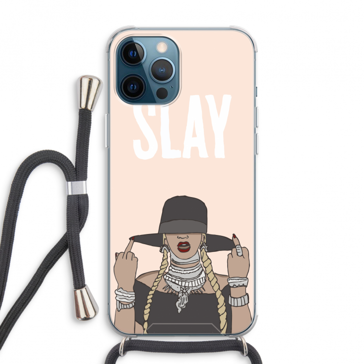Slay All Day: iPhone 12 Pro Max Transparant Hoesje met koord