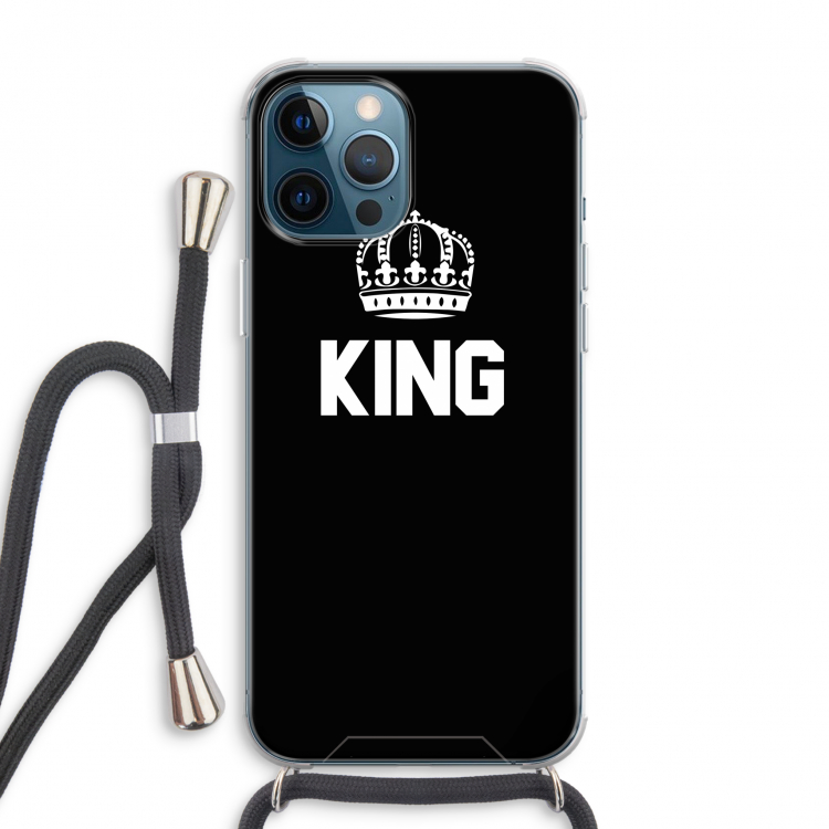 King zwart: iPhone 12 Pro Max Transparant Hoesje met koord