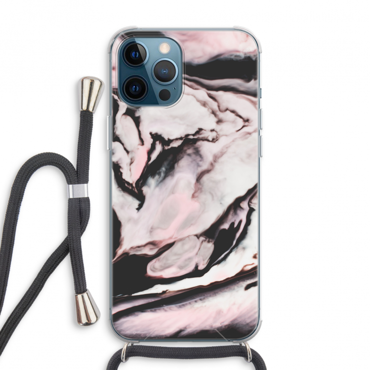 Roze stroom: iPhone 12 Pro Max Transparant Hoesje met koord