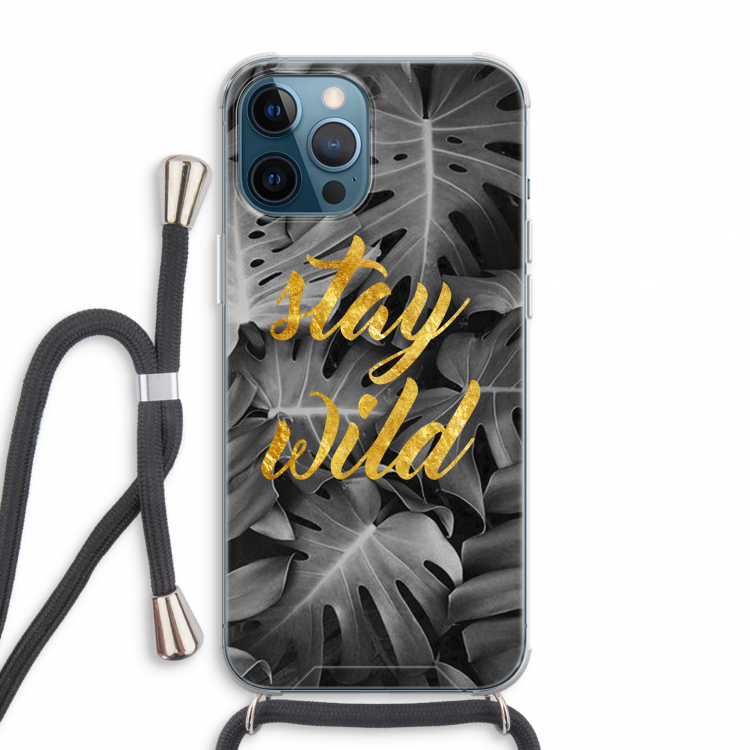Stay wild: iPhone 12 Pro Max Transparant Hoesje met koord