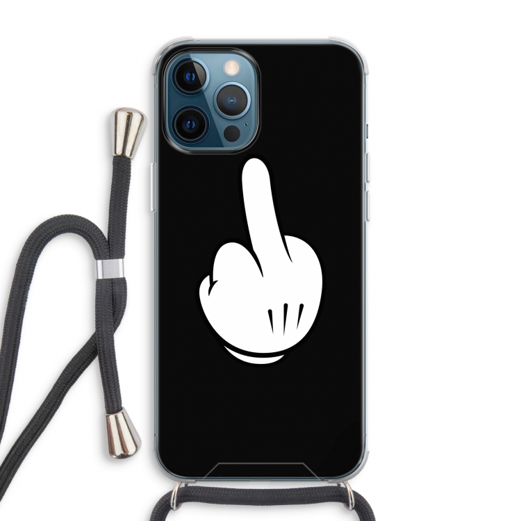 Middle finger black: iPhone 12 Pro Max Transparant Hoesje met koord