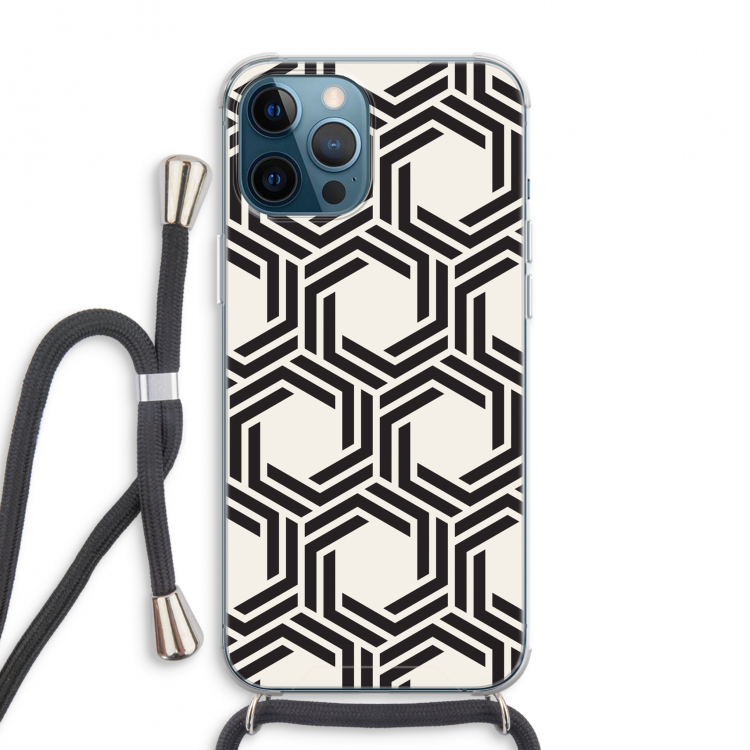 Geometrisch patroon: iPhone 12 Pro Max Transparant Hoesje met koord