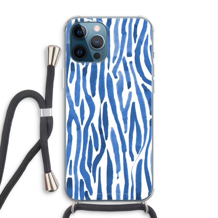 Blauwe nerven: iPhone 12 Pro Max Transparant Hoesje met koord