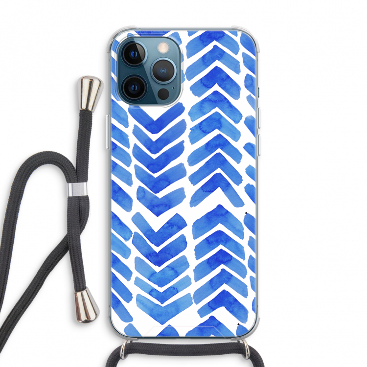Blauwe pijlen: iPhone 12 Pro Max Transparant Hoesje met koord