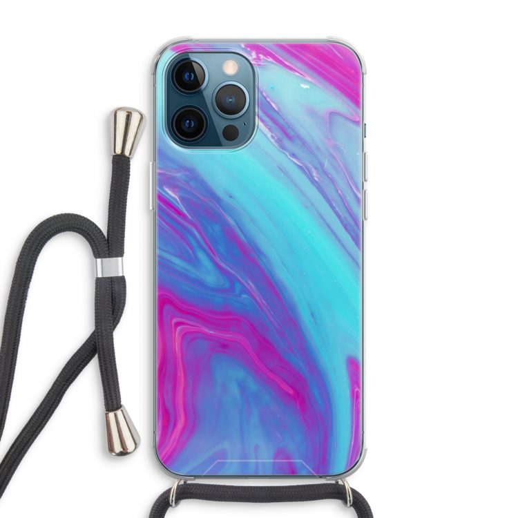 Zweverige regenboog: iPhone 12 Pro Max Transparant Hoesje met koord