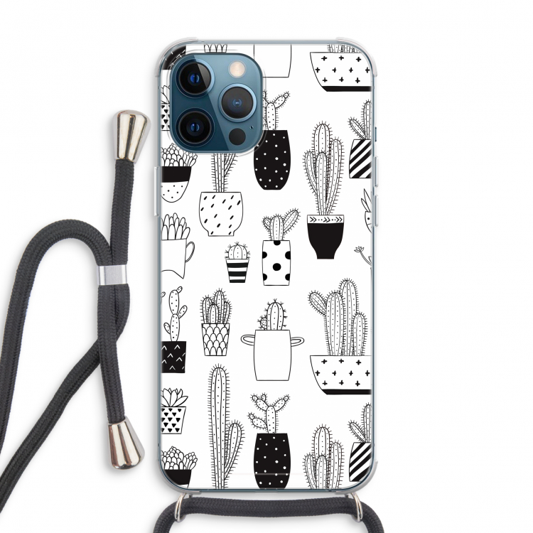 Cactusmotief: iPhone 12 Pro Max Transparant Hoesje met koord