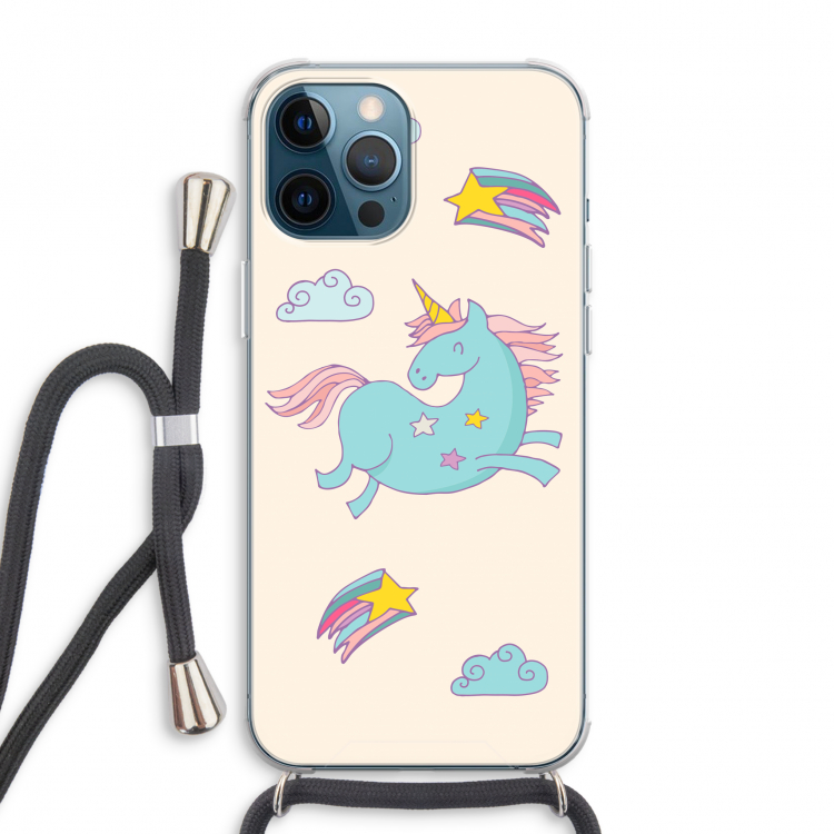 Vliegende eenhoorn: iPhone 12 Pro Max Transparant Hoesje met koord