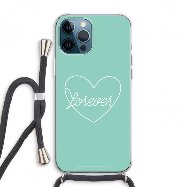 Forever heart pastel: iPhone 12 Pro Max Transparant Hoesje met koord