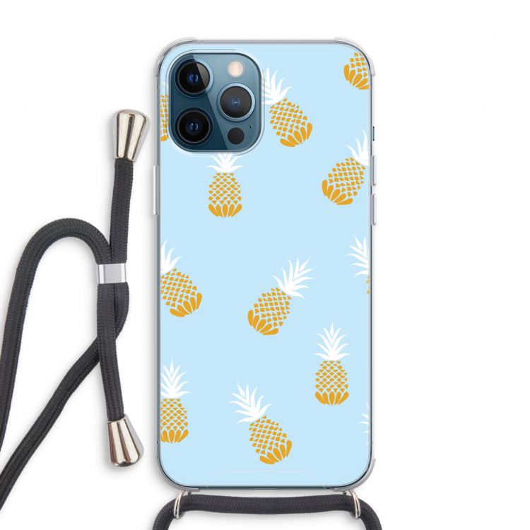 Ananasjes: iPhone 12 Pro Max Transparant Hoesje met koord