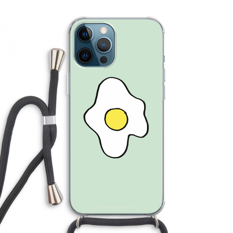 Spiegelei: iPhone 12 Pro Max Transparant Hoesje met koord