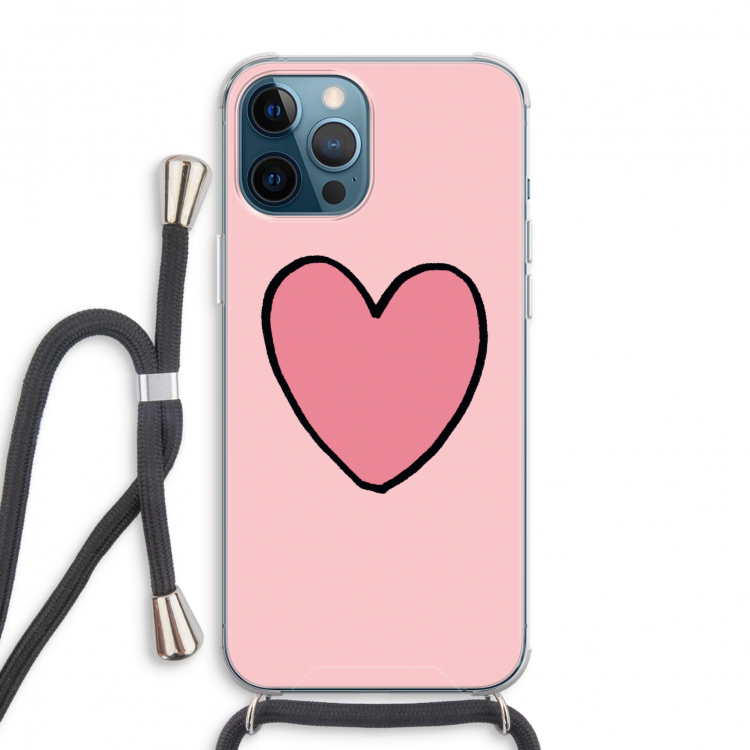 Hartje: iPhone 12 Pro Max Transparant Hoesje met koord
