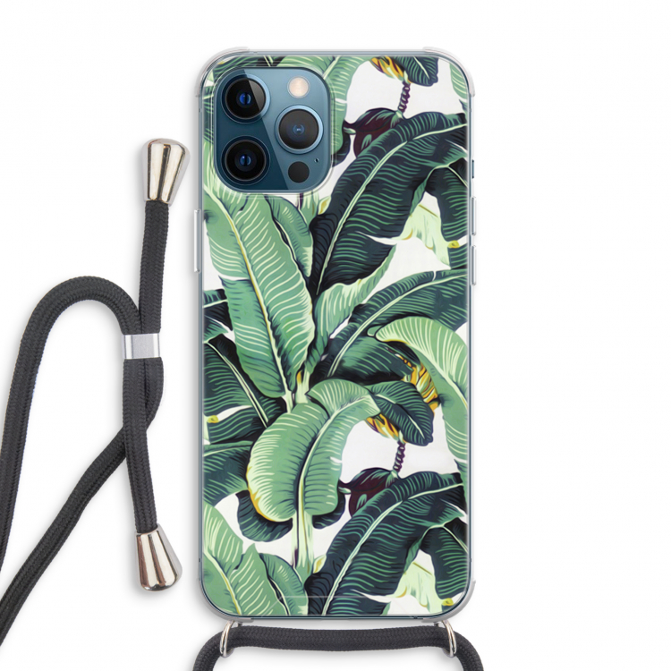 Bananenbladeren: iPhone 12 Pro Max Transparant Hoesje met koord