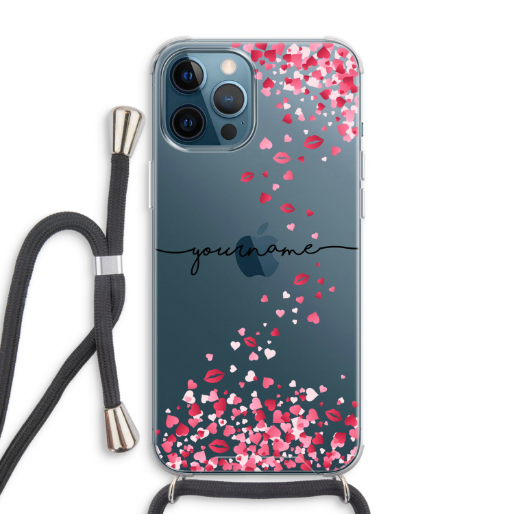 Hartjes en kusjes: iPhone 12 Pro Max Transparant Hoesje met koord