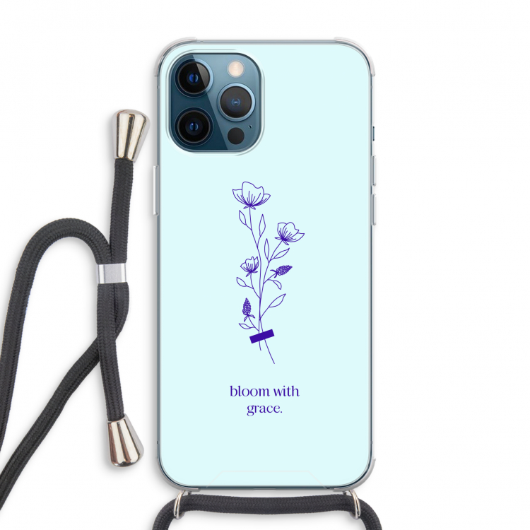 Bloom with grace: iPhone 12 Pro Max Transparant Hoesje met koord