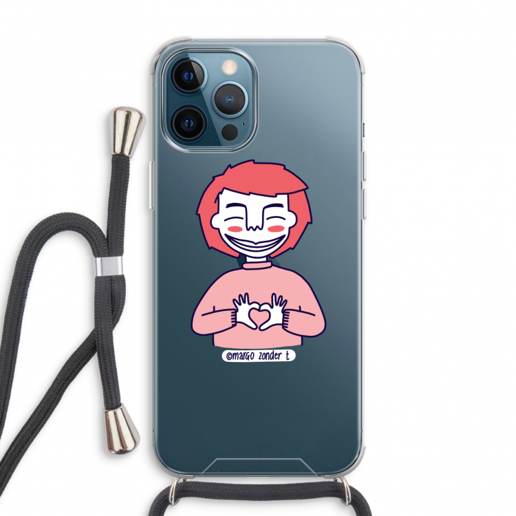 Hartje: iPhone 12 Pro Max Transparant Hoesje met koord
