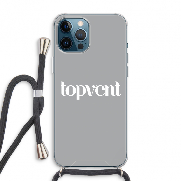 Topvent Grijs Wit: iPhone 12 Pro Max Transparant Hoesje met koord