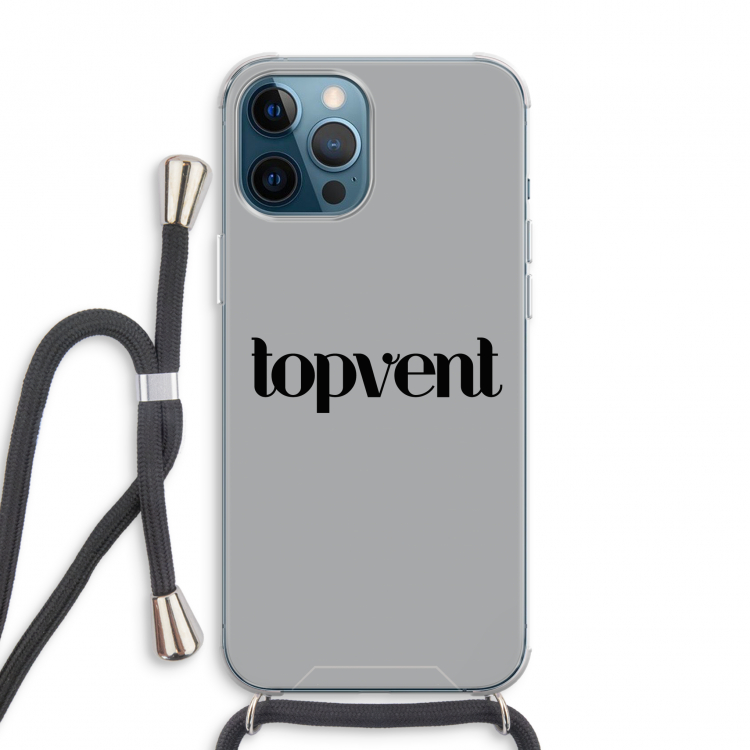 Topvent Grijs Zwart: iPhone 12 Pro Max Transparant Hoesje met koord